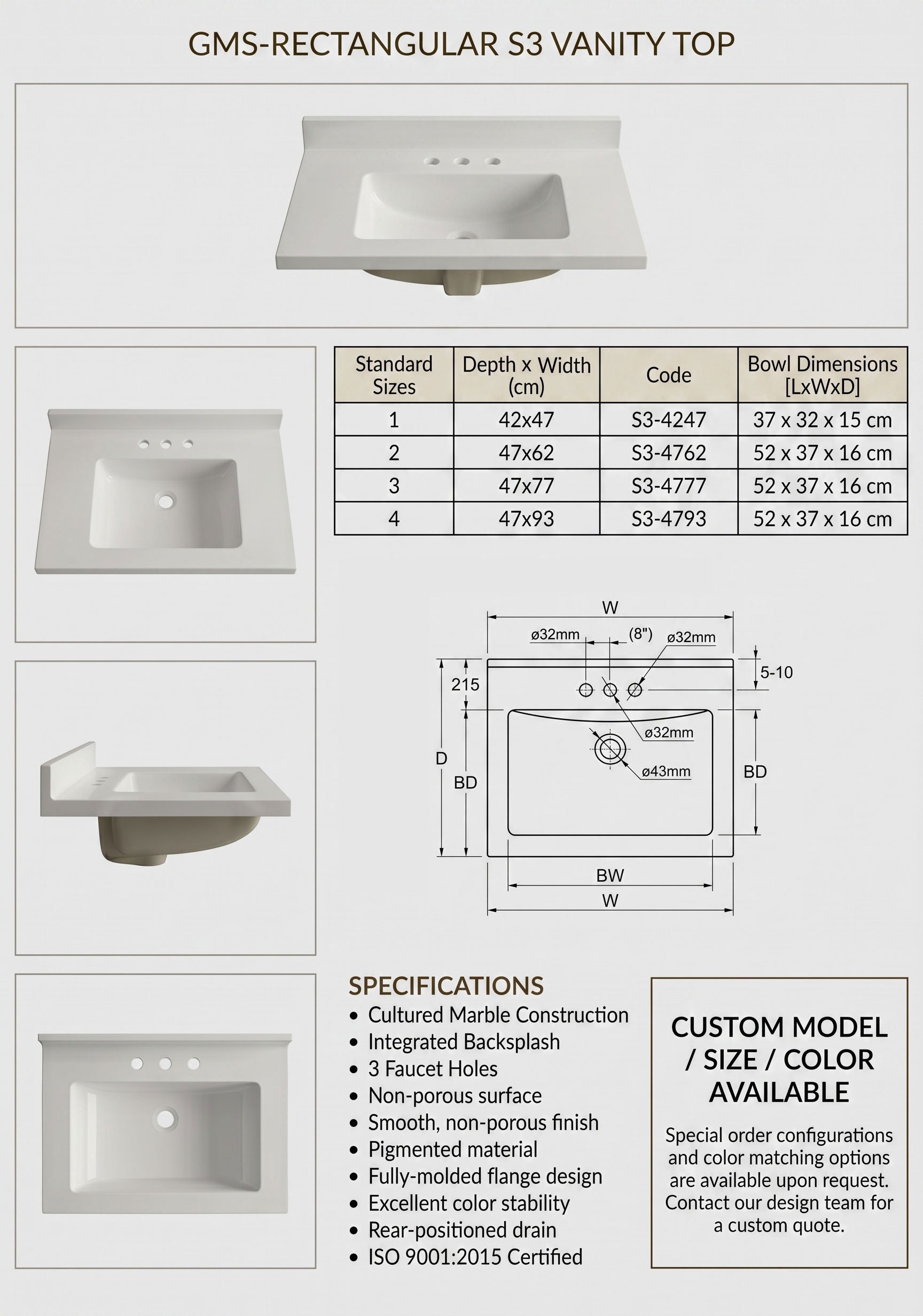 Cultured Marble Vanity Top Manufacturer in Turkey | Maryfass